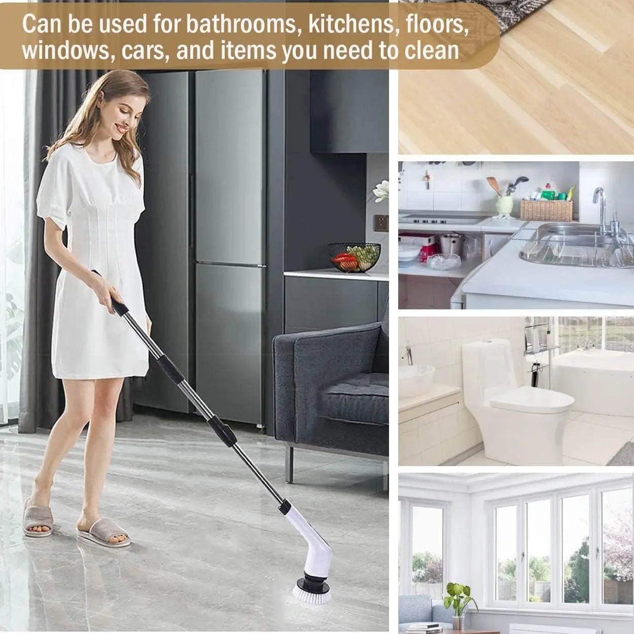 Cordless Spin Scrubber Electric Multipurpose Cleaning Brush for Kitchen Bathroom Toilet - Household Hair Brushes and Mops